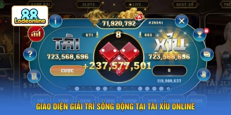 Giao diện giải trí sống động tại tài xỉu online